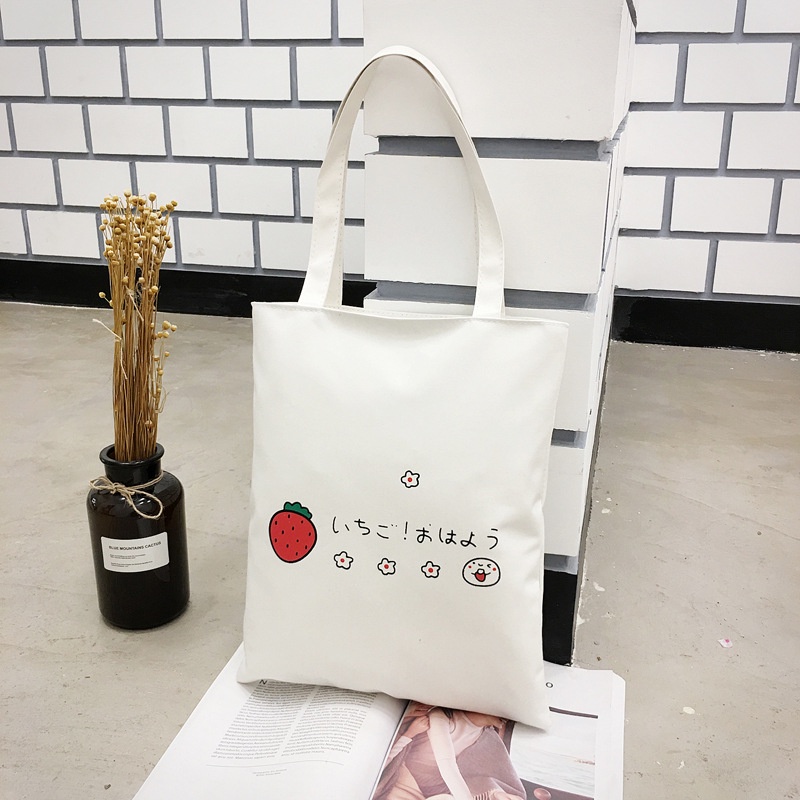 Túi Tote Vải Trắng Canvas Đeo Vai Ullzang Hàn Quốc Họa Tiết Dễ Thương JeliShop