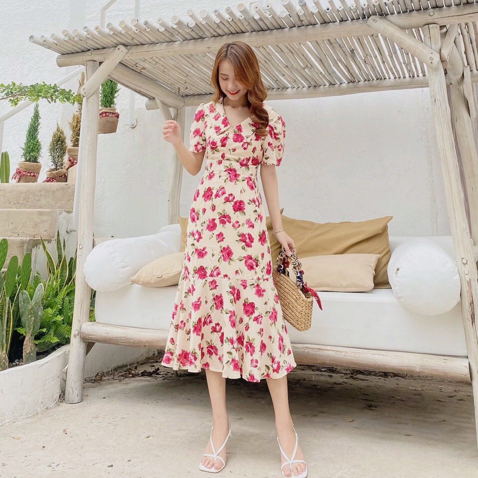 Đầm Maxi hoa, đi tiệc, đầm đuôi cá tôn dáng cho các chị diện Tết VINTAGE STORE | BigBuy360 - bigbuy360.vn