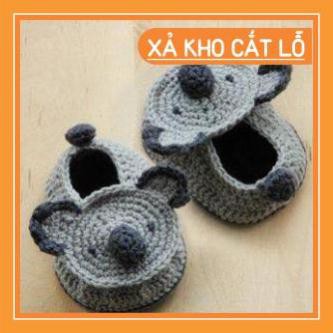 Giày Koala Xám - Sản phẩm đan móc handmade - Trang phục Thu Đông cho bé