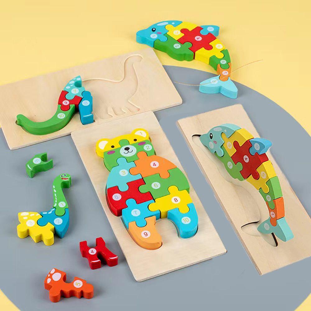Đồ Chơi Xếp Hình Xe Buýt Khủng Long Bằng Gỗ Cho Trẻ Em