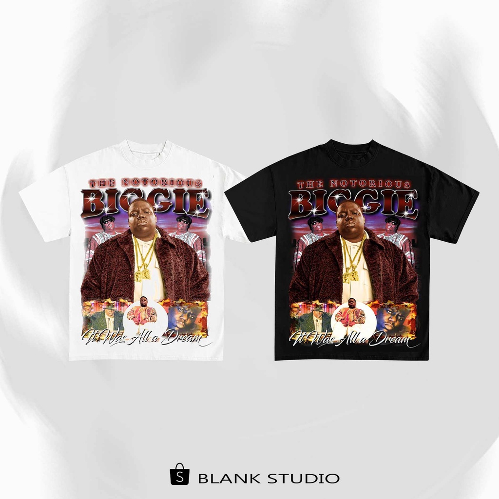 BLANK | Áo Thun BIGGIE Tay Lỡ Unisex - Đen/Trắng Cổ Tròn