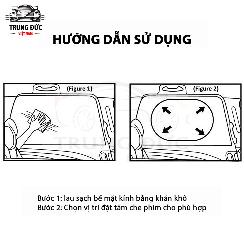 Bộ 4 chắn nắng phim vuông TRUNGDUCVN chất liệu cao su non tĩnh điện cách nhiệt phản quang giúp bảo vệ nội thất xe hơi