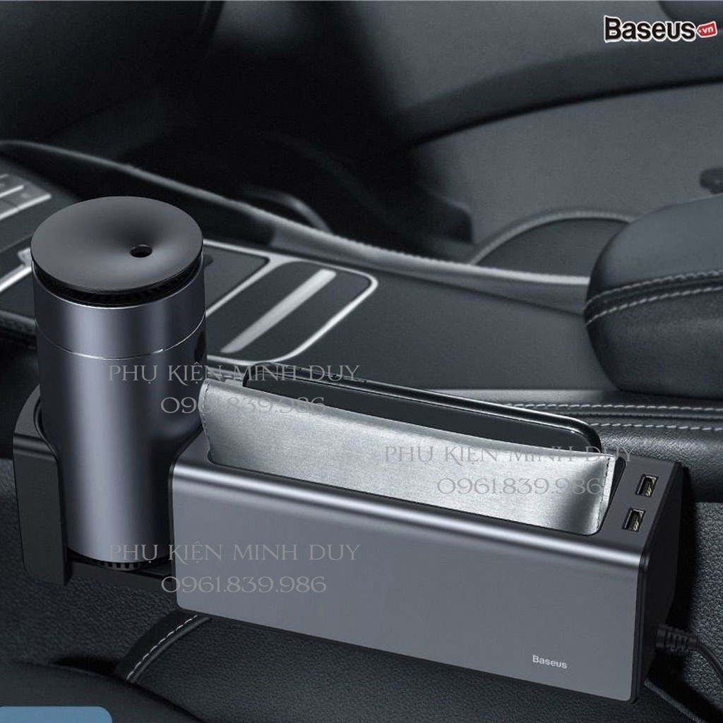 Ngăn chứa đồ tiện dụng tích hợp Dock sạc USB dùng trên xe hơi Baseus Deluxe Metal Armrest Console Organizer