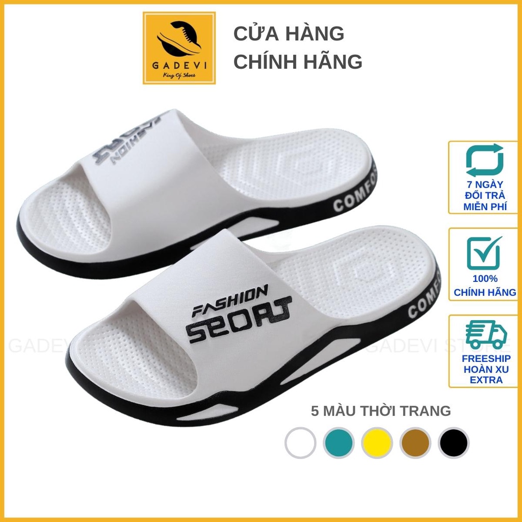 Dép nam đẹp thời trang GADEVI nam nữ nguyên khối đế thơm siêu êm 5 màu cao cấp GD001