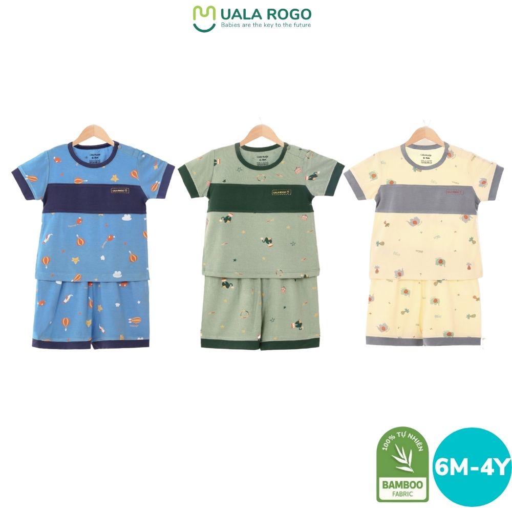 Quần áo bé trai Ualarogo 6 tháng - 4 tuổi vải sợi tre Bamboo mềm mịn co giãn thấm hút cổ tròn 2066