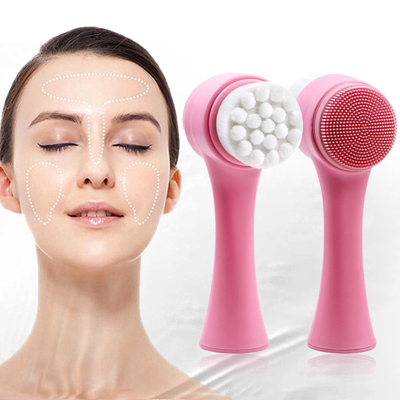 [Hàng mới về] Cọ rửa mặt 3D hai mặt bằng silicon mềm làm sạch sâu massage chăm sóc da mặt tiện dụng