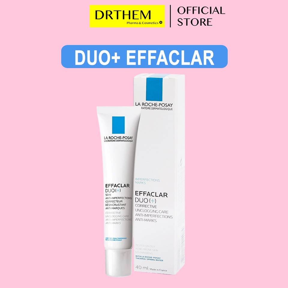 Duo+ La Roche-Posay Effaclar 40ml Kem Dưỡng Giảm Mụn Thông Thoáng Lỗ Chân Lông, Ngăn Ngừa Thâm Mụn