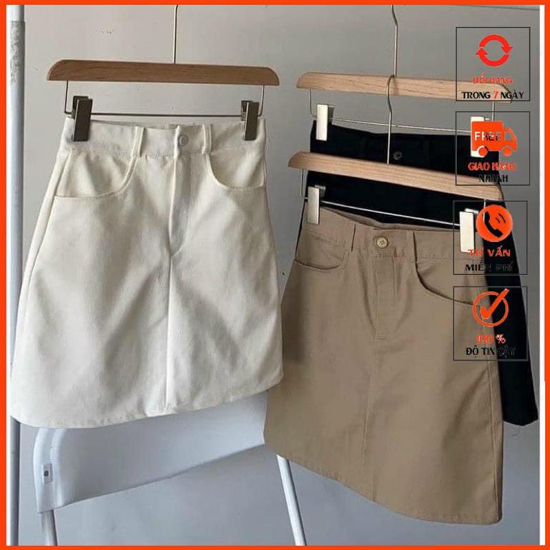 Chân Váy kaki nữ bassic form A lưng cao có quần trong m506