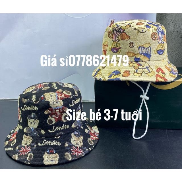 mũ vành trẻ em 3 tuổi đến 7 tuổi - nón bucket cho bé dệt gấu cực dể thương
