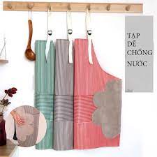 Tạp dề kẻ sọc chống thấm nước, túi có khăn lau tiện lợi kiểu dáng hiện đại (70 x 72) cm Store4girls