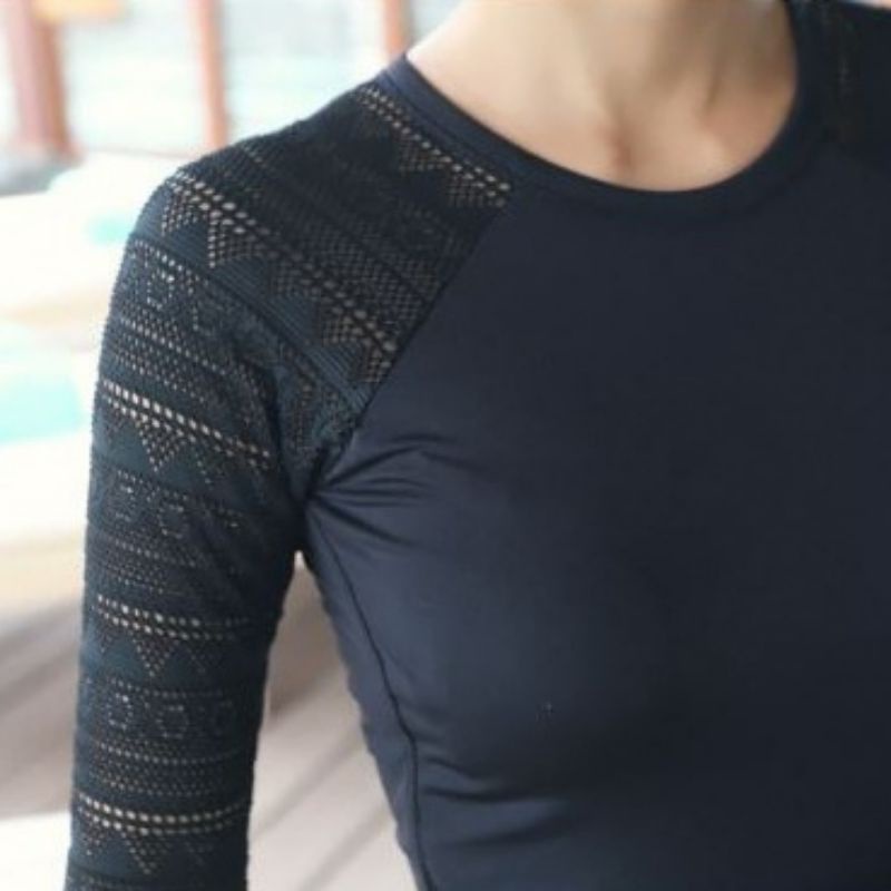 Bikini đi biển, đồ bơi nữ dài tay 1 mảnh liền thân tôn dáng tay lưới Nemo Bikini - B13