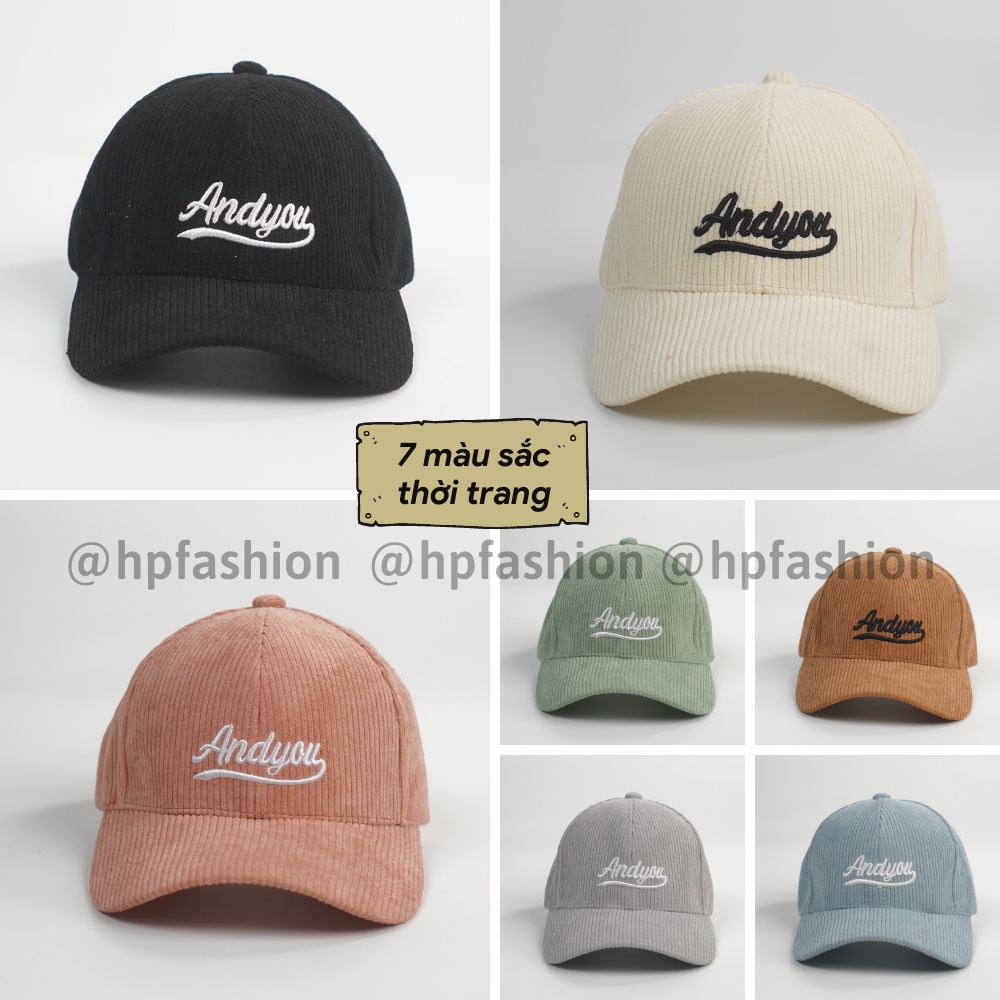 Mũ lưỡi trai ❤️ Nón kết thêu hình chữ Andyou chất nhung tăm cao cấp form unisex nam nữ N53 - Happy Style