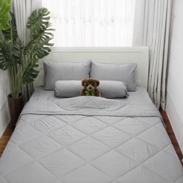 Ga gối màu trơn tencel 60s cao cấp, 1 ga trải giường bo chun kèm 2 vỏ gối nằm