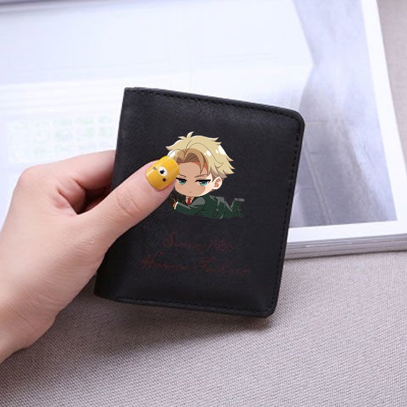 Ví ngắn đen cầm tay in hình nhân vật SPY x Family ver nằm tiện lợi anime chibi dễ thương