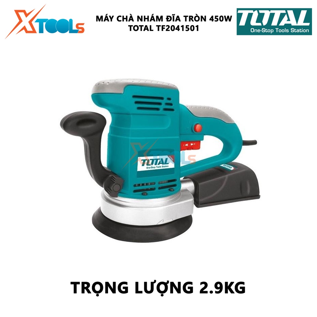 Máy chà nhám đĩa tròn Total TF2041501 Thiết bị chà nhám đĩa cầm tay, Công suất 450W Tốc độ không tải: 4000-13000rpm