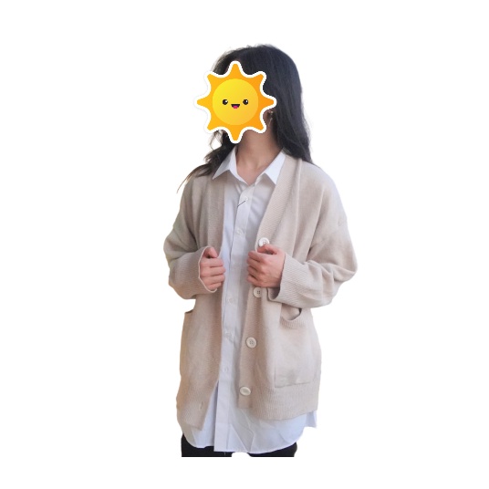 áo Len khoác be 2 túi trước
