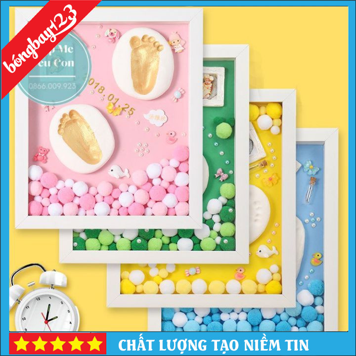 Bộ Khung Ảnh In Dấu Tay Chân Cho Bé, Khung Ảnh Đầu Đời Lưu Giữ Kỷ Niệm Cho Con, Đất Sét In Dầu Tay Chân Bé Đáng Yêu 💕💕💕