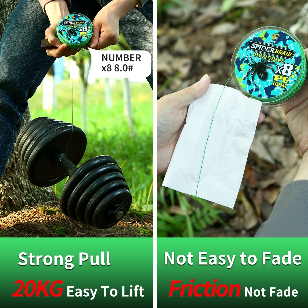 Bingolife Con Nhện Bionic Điểm Vô Hình Dây Bện x4 x8 Dây Câu PE Luya Dòng Chính Dyneema 100 Triệu