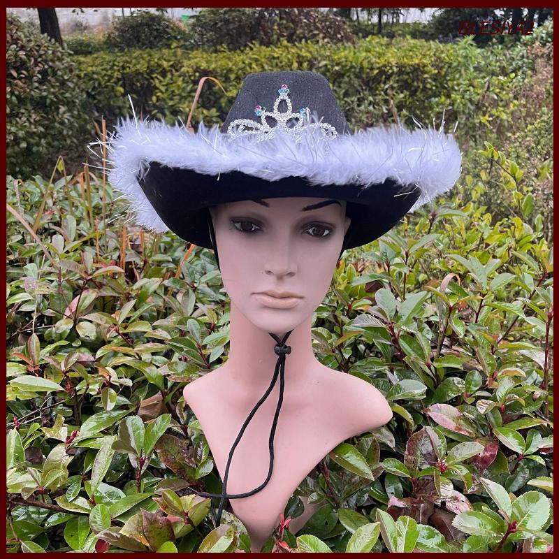 Western Style Cowboy Hat Feather Edge Rolled Fedora Caps Wide Brim for Women