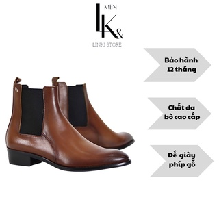 Giày Chelsea Boot Classic màu NÂU - Da bò nguyên tấm - Đế phíp gỗ - Dày thời trang nam - Bảo hành 12 tháng
