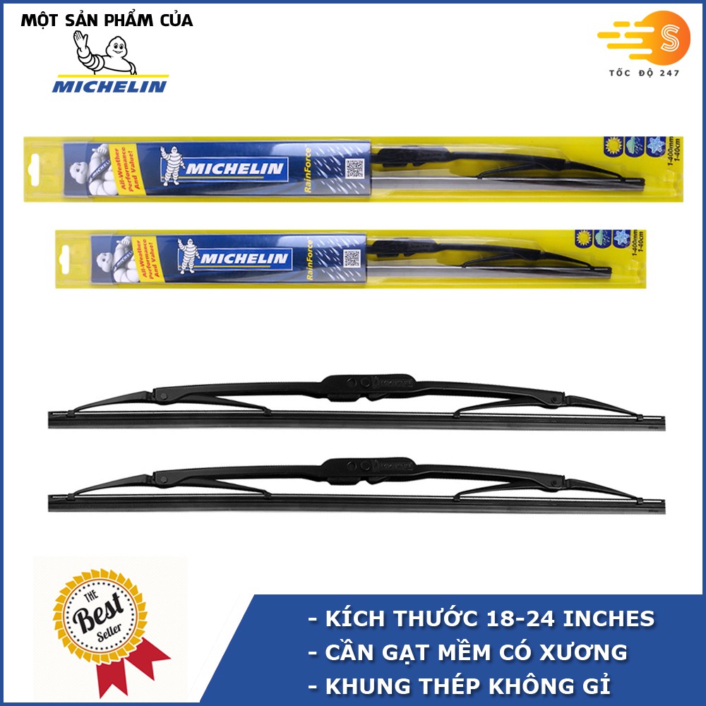 Bộ cần gạt mưa 18''x24'' có xương cao cấp MICHELIN Cho Xe TOYOTA, KIA, HUYNDAI, CHEVROLET, DAEWOO, MAZDA