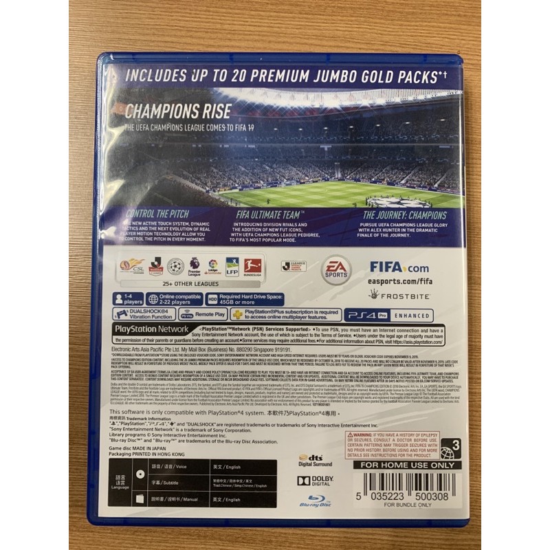 Đĩa Ps 4 Fifa19 Champions Edition Hệ Asia