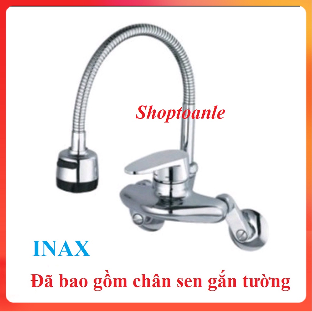 ⚡ [FREESHIP] Vòi chậu rửa bát INAX cắm tường nóng lạnh cần mềm ( đã bao gồm chân sen gắn tường) bảo hành 5 năm