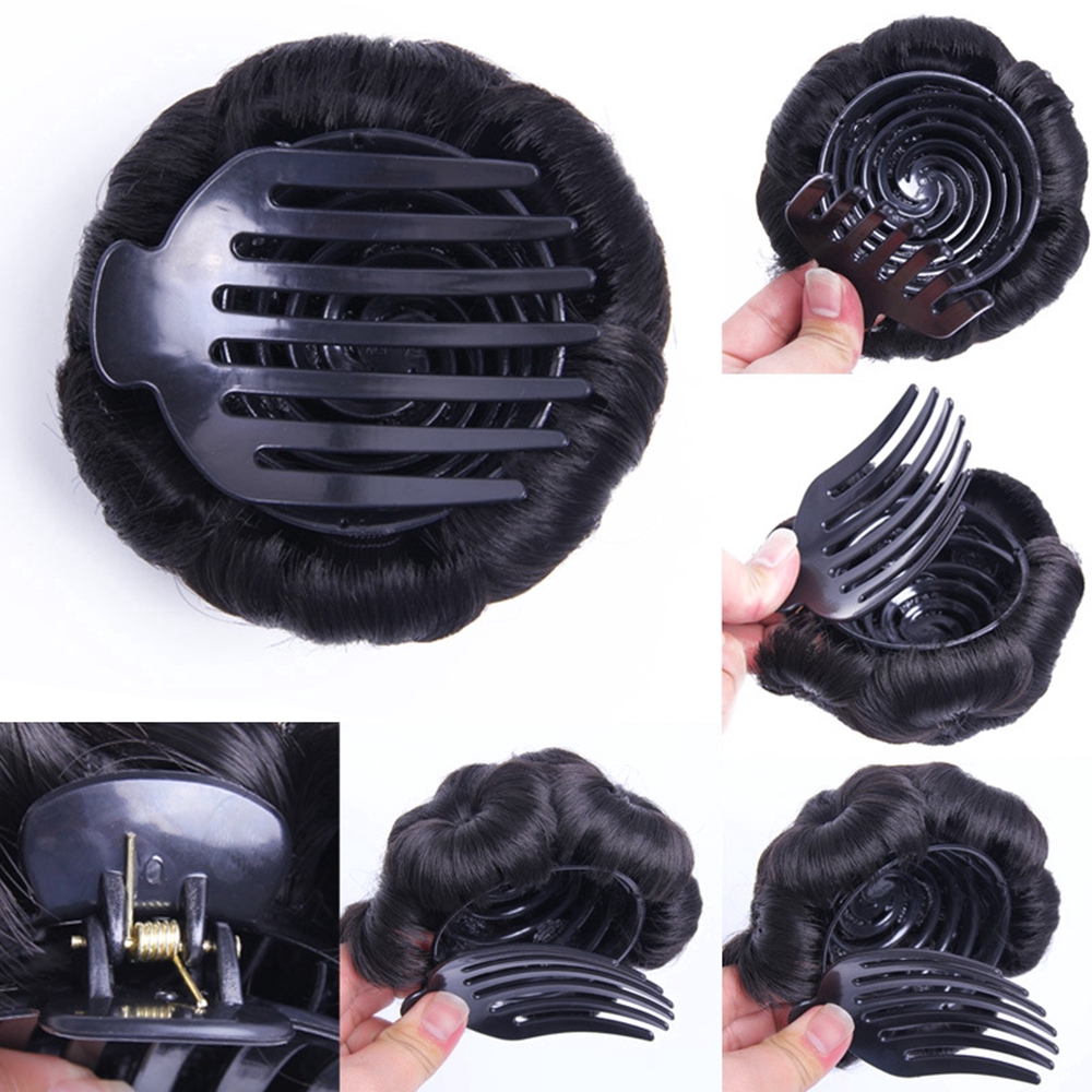 Búi tóc giả hình bông hoa dạng kẹp thanh lịch thời trang cho nữ