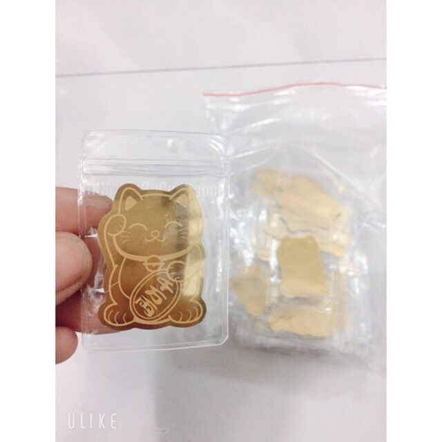 Miếng dán mèo thần tài mạ vàng 24k rước lộc vào nhà