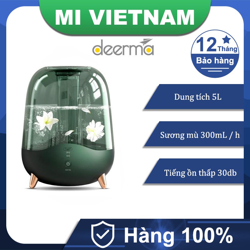 Máy phun sương tạo ẩm Deerma F329 Chạy êm chỉ dưới 36dB Nút bấm cảm ứng dễ dàng thao tác