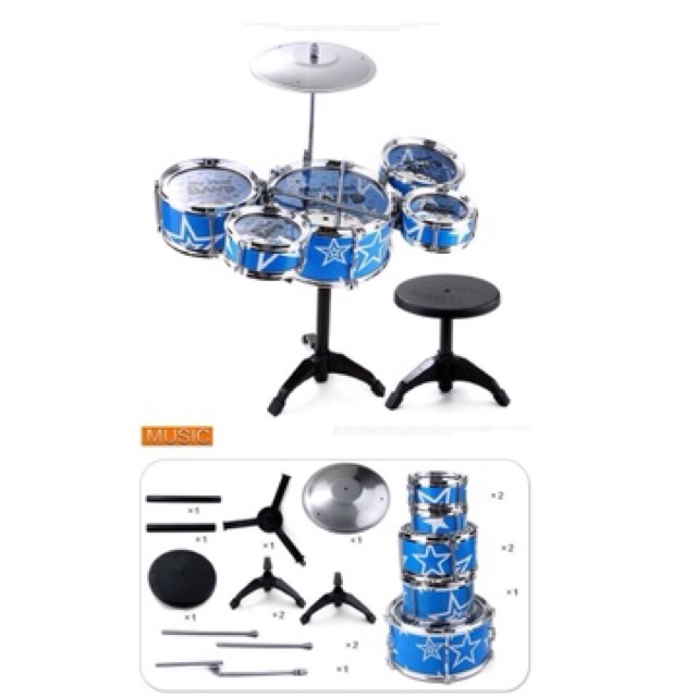 Set trống có ghế ngồi và chân đạp