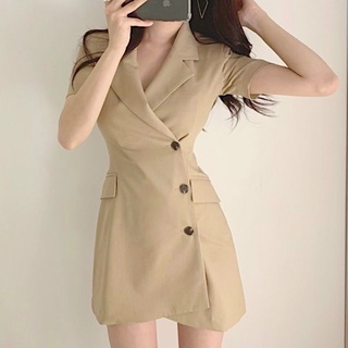 Đầm vest kem nút đen (kèm hình thật)