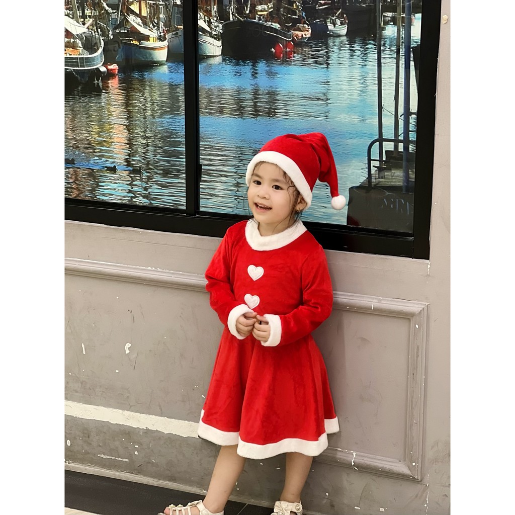 Đầm H&M Giáng Sinh Noel Cho Bé Gái Kèm Nón
