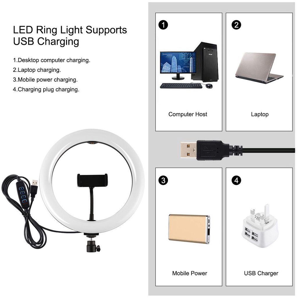 BEBETTERM Vòng Đèn LED 10.2 inch Hỗ Trợ Chụp Ảnh Selfie