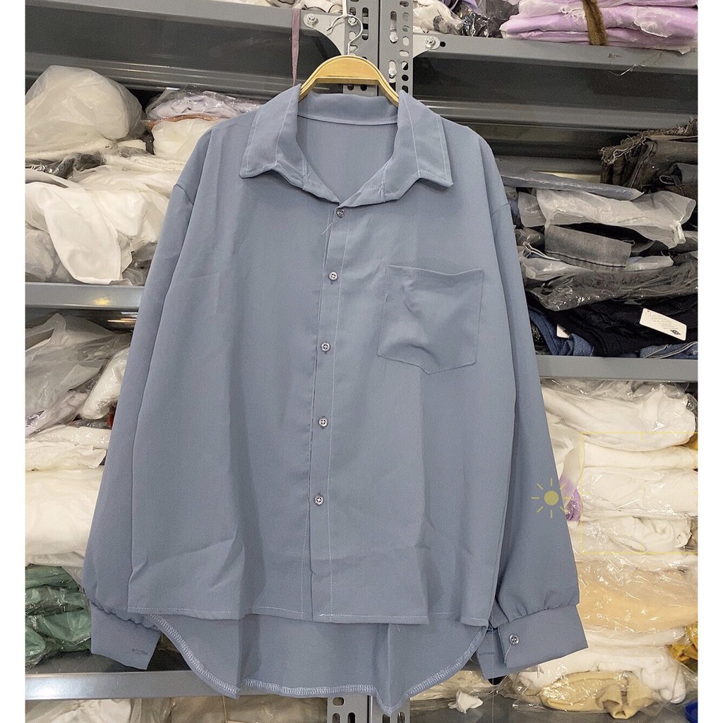 Áo sơ mi nữ dài tay TRƠN Basic Unisex Dáng Rộng Trắng và Xanh, Nâu Kiểu áo sơ mi nữ tay dài form rộng ( Đũi ) | BigBuy360 - bigbuy360.vn