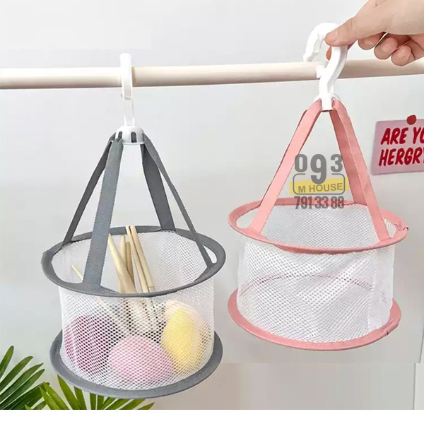 Túi Đựng Bỉm Giỏ Lưới Phơi Đồ Có Móc Treo Cho Bé Giỏ Treo Phơi Tất Đồ Lót
