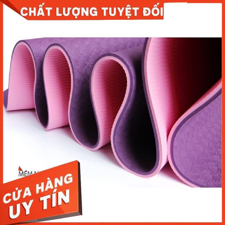 Thảm tập Yoga 2 lớp TPE dày 6mm, thảm tập Gym chống trơn trượt và không thấm mồ hôi [HÀNG DÀY ĐẸP]