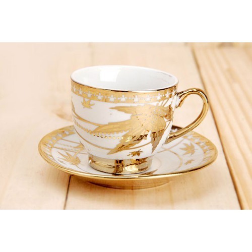 [ BAO ĐẸP] BỘ TÁCH TRÀ NHŨ VÀNG 6 LY KÈM DĨA SIÊU SANG | BigBuy360 - bigbuy360.vn