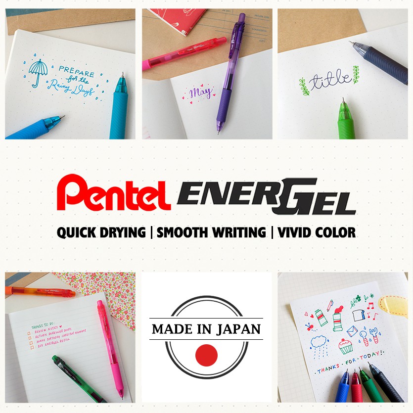 [12 MÀU] Bút Energel Pentel dạng bấm ngòi 0.5 - 0.7 - 1.0 [Hàng Chính Hãng]