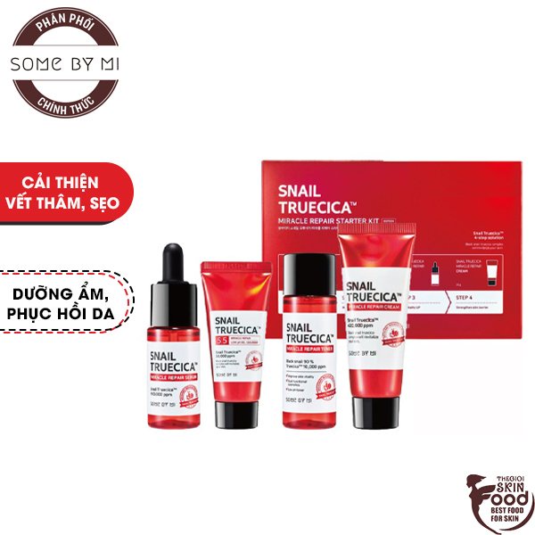 [Set 4 Items] Bộ Dưỡng Phục Hồi, Tái Tạo Da Chiết Xuất Ốc Sên Some By mi Snail Truecica Miracle Repair Starter Kit