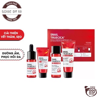[Set 4 Items] Bộ Dưỡng Phục Hồi, Tái Tạo Da Chiết Xuất Ốc Sên Some By mi Snail Truecica Miracle Repair Starter Kit