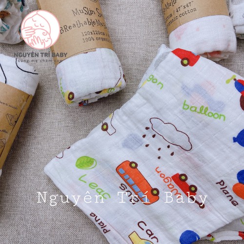 Khăn sợi tre Muslin Swaddle 100% Organic siêu mềm