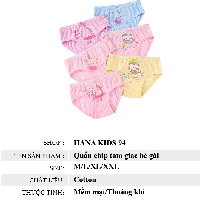 [Set]Quần lót tam giác bé gái cotton cao cấp mềm mại thoáng khí - Quần chíp trẻ em bảo vệ vùng kín size 8 - 30 kg