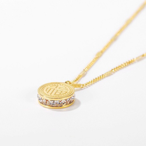 Dây Chuyền Nữ Mặt Tròn Titan Ko Đen TT 3256