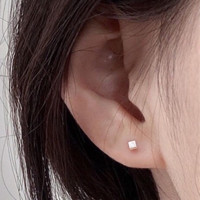 bông tai vuông bạc ta, bán giá gốc nấy tương tác