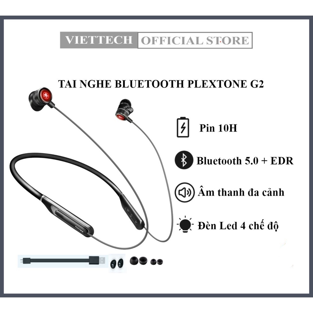 Tai Nghe Bluetooth Gaming Plextone G2 - Đèn Led 4 Chế Độ - Kiểu Dáng Thể Thao, Độ Trễ Cực...