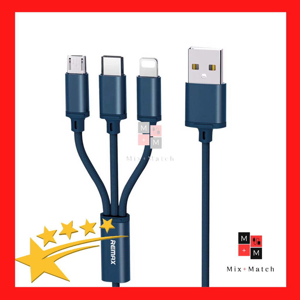 Cáp sạc Remax RC 131 - Sạc 3 đầu Micro Usb /Type C/Lightning