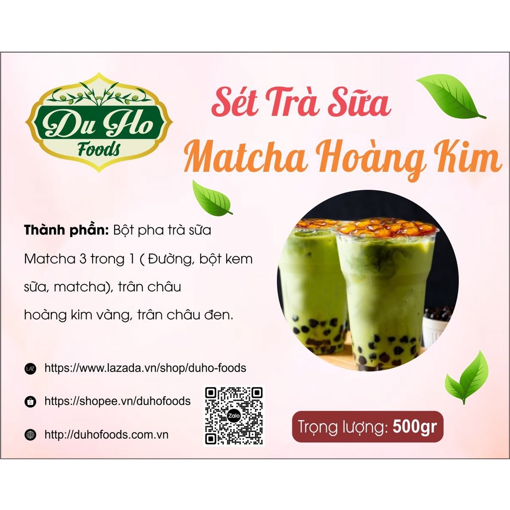 Vị Mới DuHo - Sét Trà Sữa Matcha Hoàng Kim 3 trong 1 nấu 1.5 lít ( Pha nước nóng uống liền)