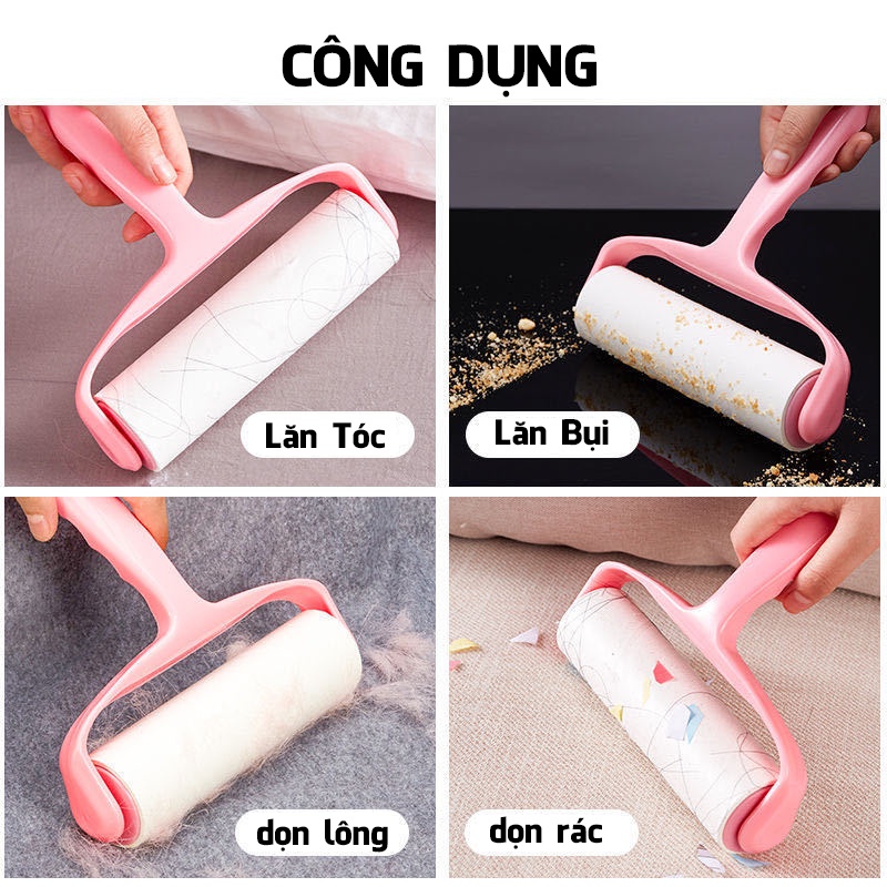 Cây Lăn Bụi Làm Sạch Quần Áo, Ga Giường, Sofa, Lông Chó Mèo - Lõi Lăn Bụi Dự Phòng 60 Lớp