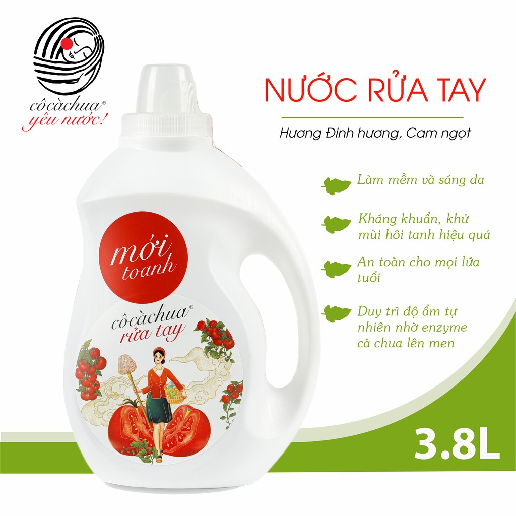 Nước Rửa Tay Hữu Cơ Cô Cà Chua Mới Toanh 3.8l Hương Cam Ngọt Diệt Vi Khuẩn An Toàn Cho Da